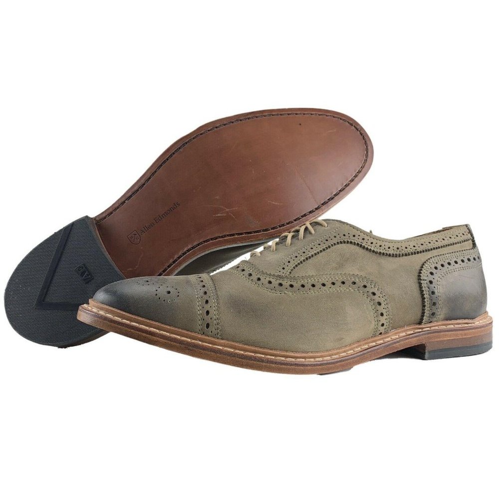 Allen‎ Edmonds Mens 10.5 Made In USA Buckstrand Brogue Cap Toe Oxford Casual New